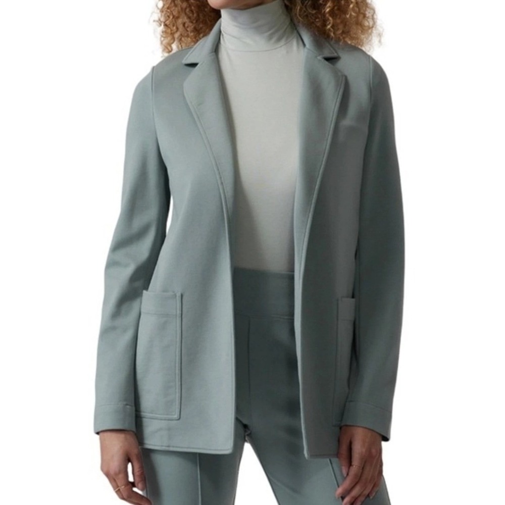 Athleta NWT  Eastbound Blazer Blue Grey Tencel‎ Stretch Open Front Jacket-  22